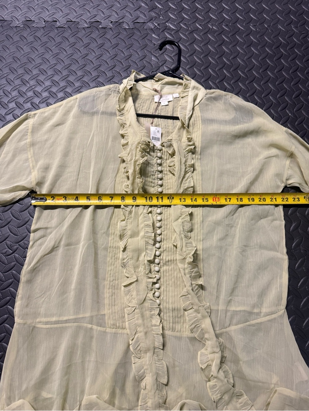 Anthropologie Let Me Be Sheer Ruffle Tie Neck Blouse XL NWT - Picture 12 of 13
